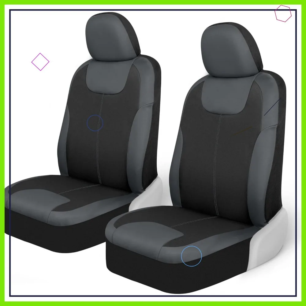 

Waterproof Neoprene Seat Covers for Front Seats, Universal Fit Car Truck Van SUV Protectors with Removable Headrest