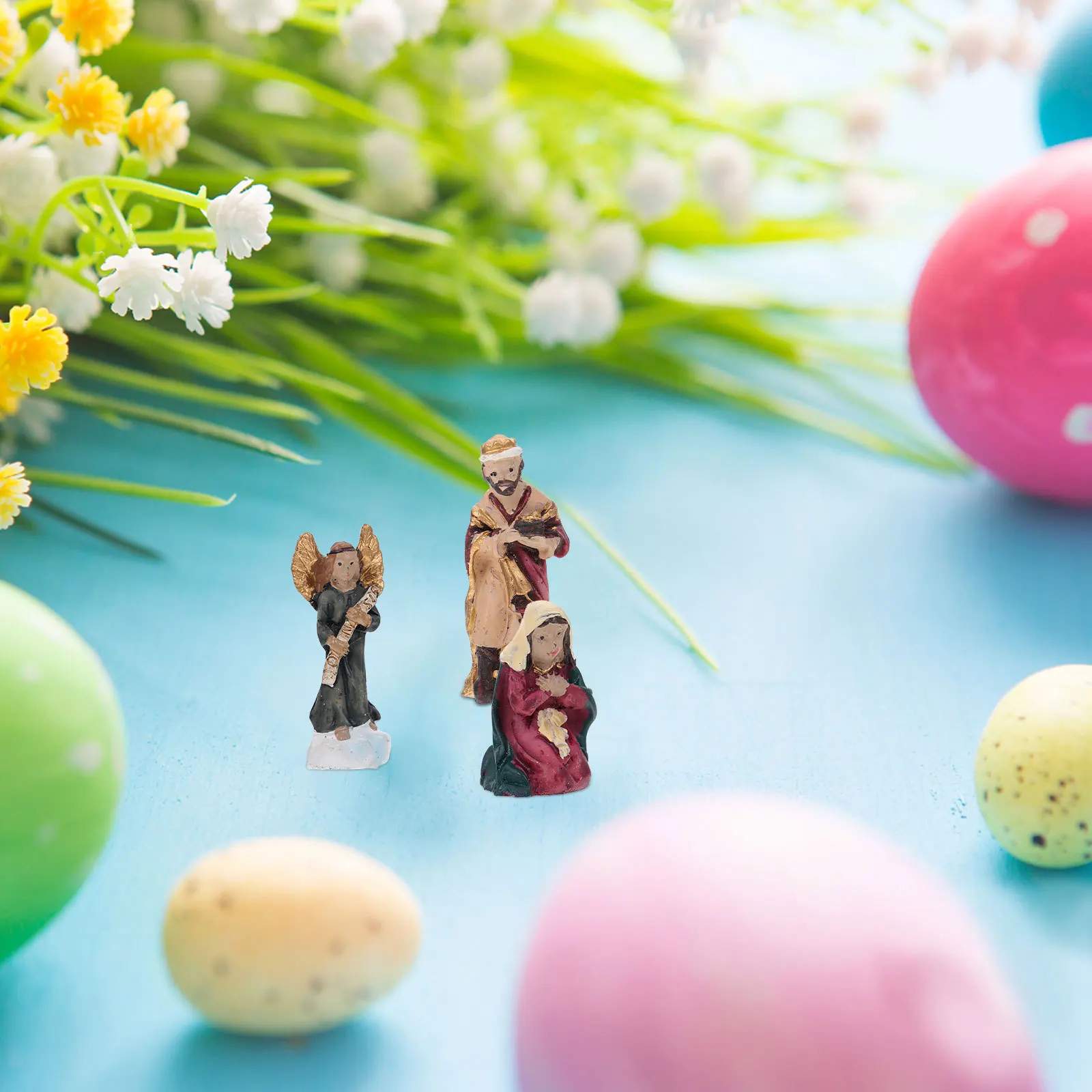 

1Set Nativity Scene Ornament Set Resin Religious Christmas Decoration for Home Church Shelf Display Jesus Craft