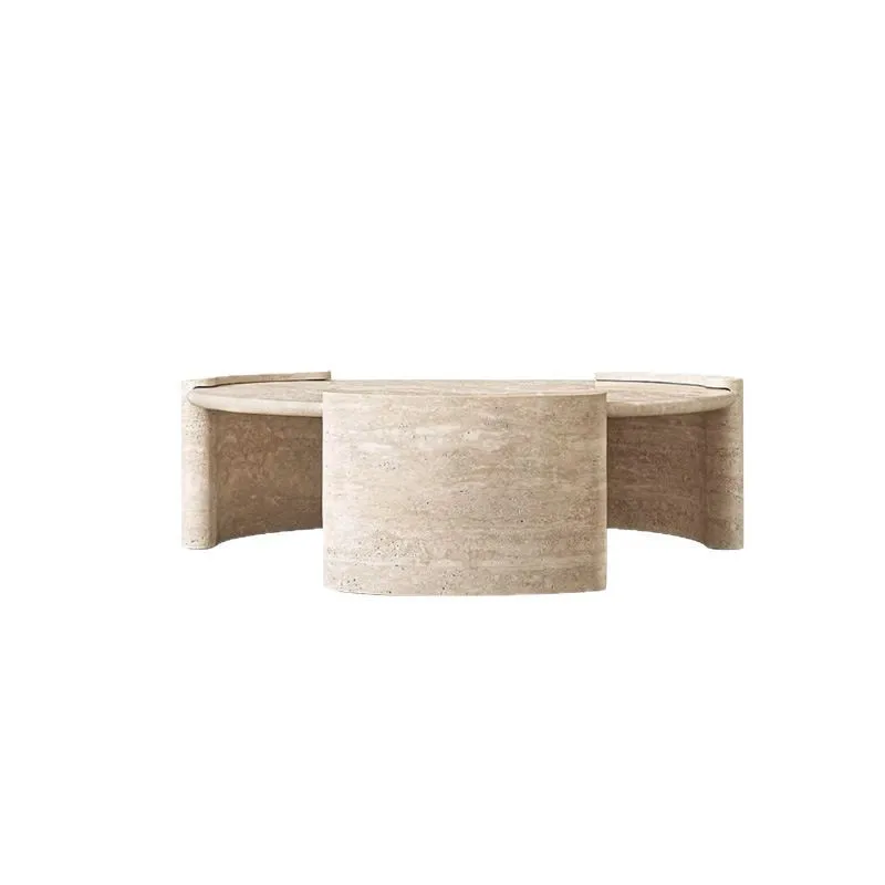 

Wabi Sansan light luxury round living room cave stone coffee table designer model room Internet celebrity short table