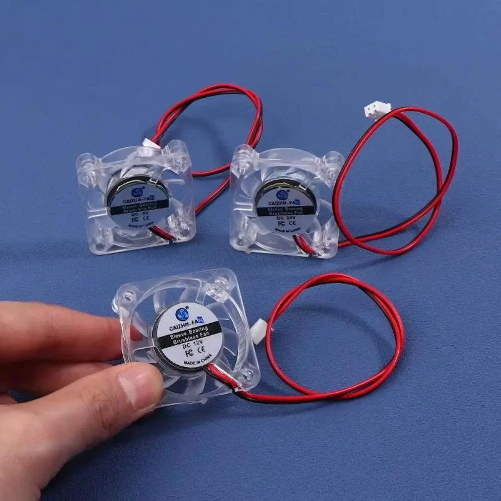 5/12/24V 3D Printer Cooling Fan Transparent Housing Hydraulic Bearing DC Cooling Fan Heat Dissipation Brushless Motor