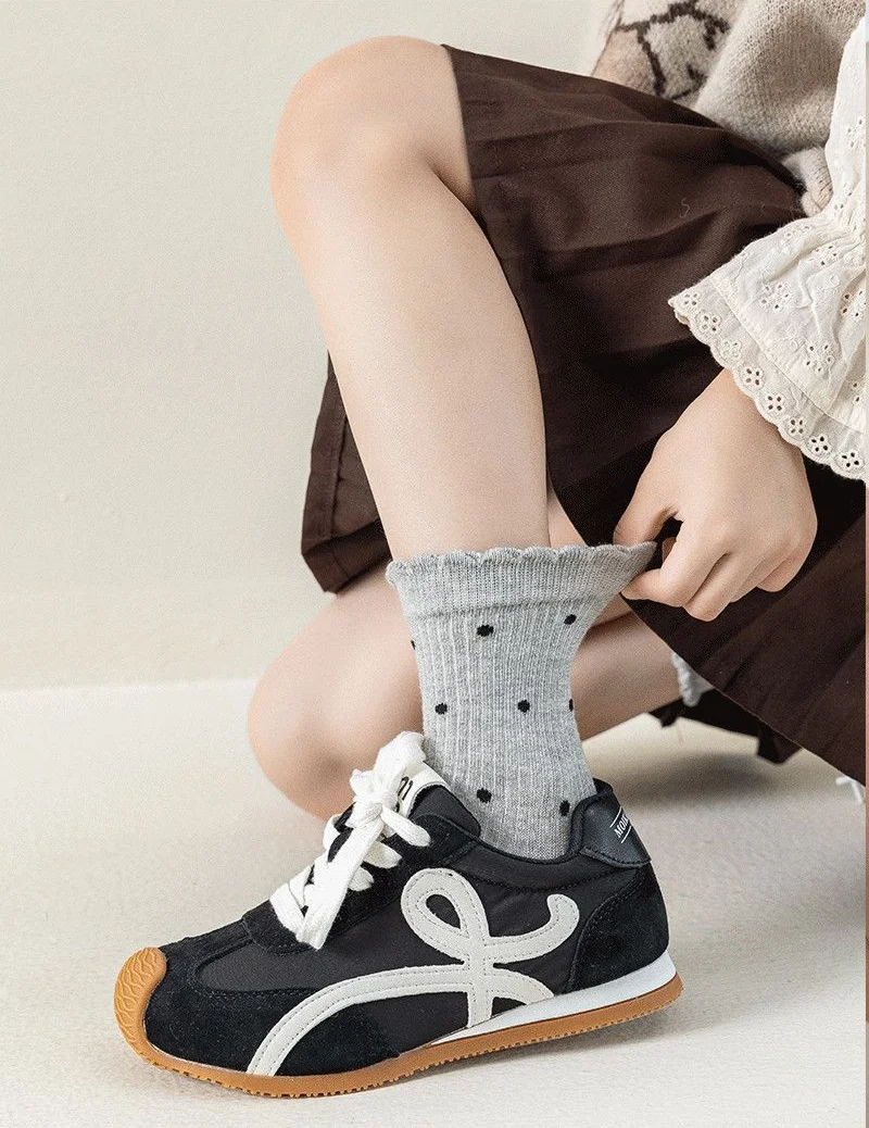 5 Paare/Set Kindersocken für Mädchen, Frühling und Herbst, weiche Baumwolle, gepunktet, Kindersocken, modische, süße, niedliche Stricksocken für Kinder, 2–12 Jahre – Detail 4