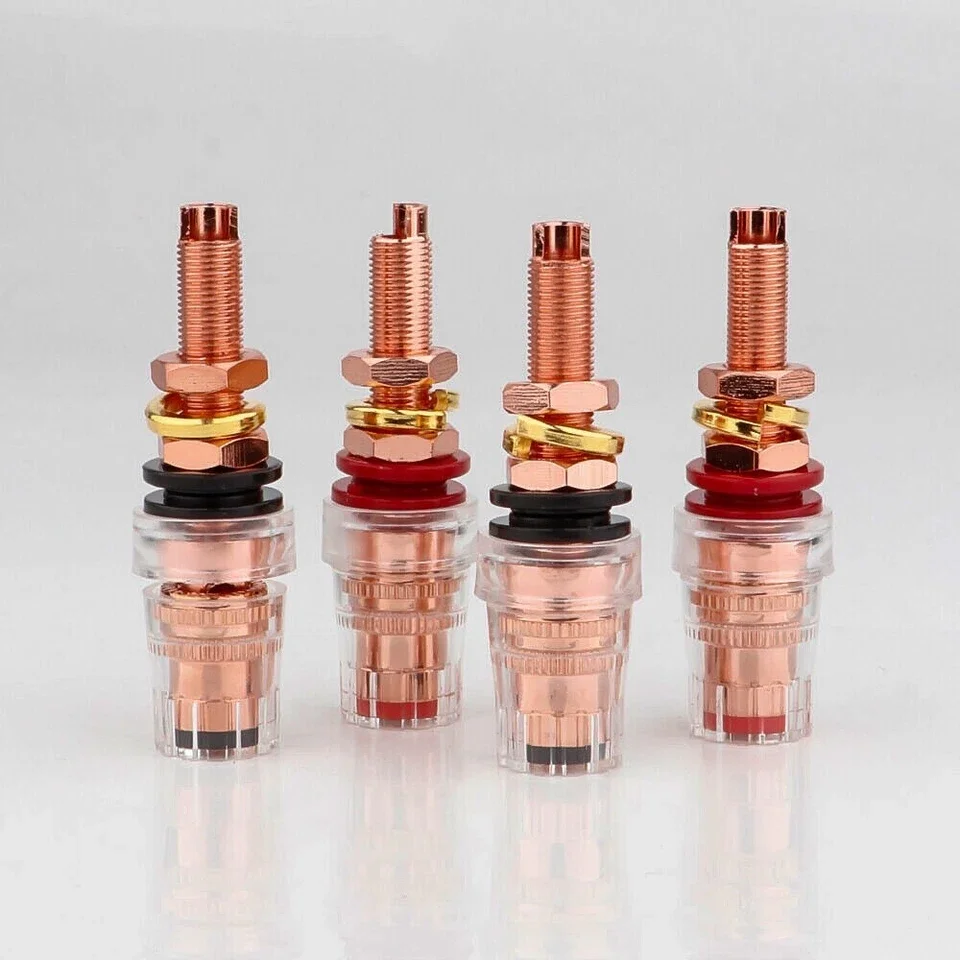4PCS Hi-End Pure Red Copper Plated Hifi audio Amplifier Speaker Banana Plug Female Terminal Binding Post Socket