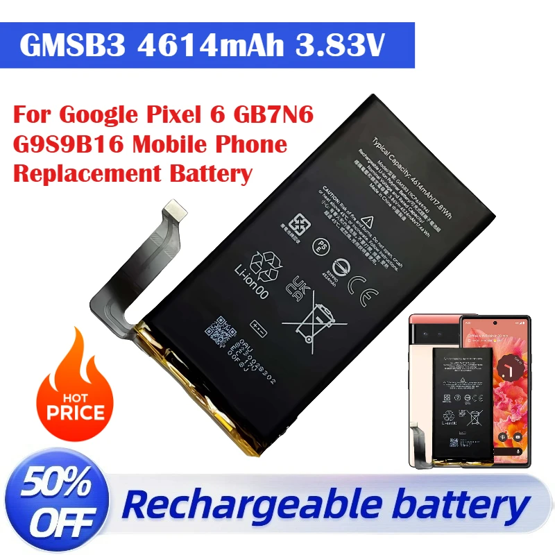High-Quality GMSB3 4614mAh 3.83V Rechargeable Battery For Google Pixel 6 GB7N6 G9S9B16 Mobile Phone Replacement Battery