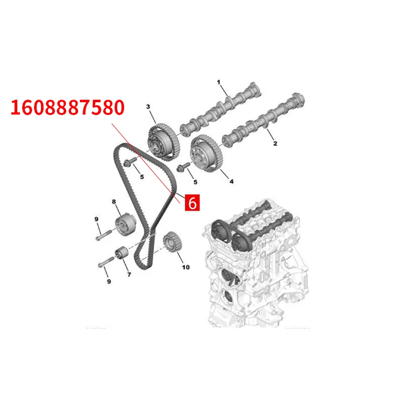 For Peugeot 2008 308 T9 408 301 208 Citroen C3-XR C4L timing belt 1.2THP gasoline engine timing belt 1608887580