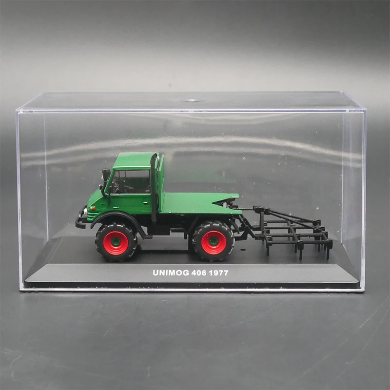 1:43 Scale Benz Unimog 406 1977 Farm Tractor Alloy Classic Cultivator Model Toy Metal Collectible Display Scene Ornaments Green