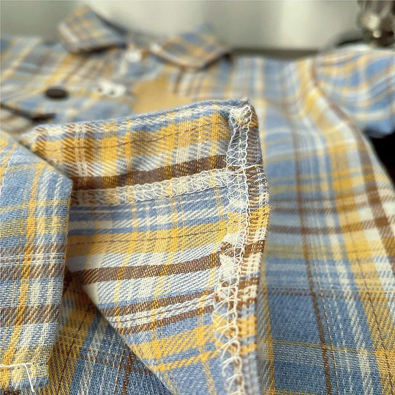 Toddler Baby Shirt Thin Clothes Spring Clothing Infant Boy Plaid Cotton Tops 1 2 3 4 Years Kids Long Sleeves Shirt