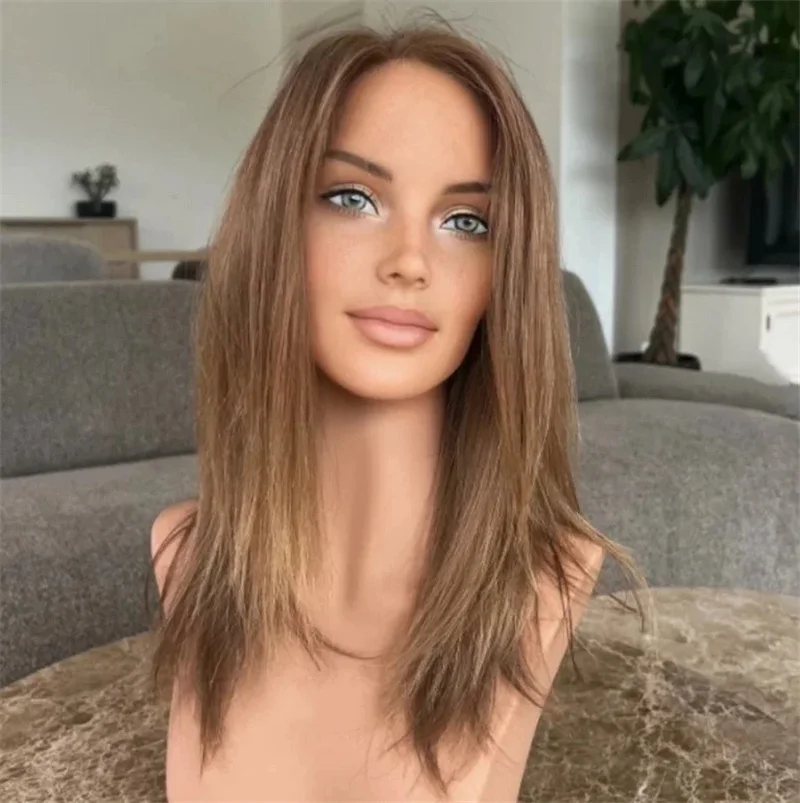 

Straight Bob High Quality Wigs Ombre Honey Brown Balayage Wig 16 Inches Synthetic HD Lace Frontal Wigs Party Daily Cosplay Wig