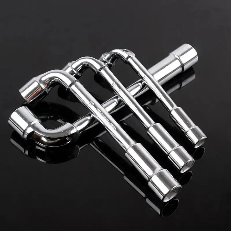 L-Type Angled Socket Wrench Spanner with Thru Hole, Chrome Vanadium Material, Mirror Polished, 8-12mm