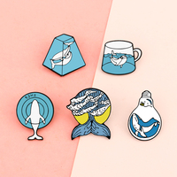 Creative Save Ocean Animal Enamel Pins Blue Whale Dolphin Metal Brooches Humpback Whale Tail On the Sea Lapel Pin Badges Jewelry