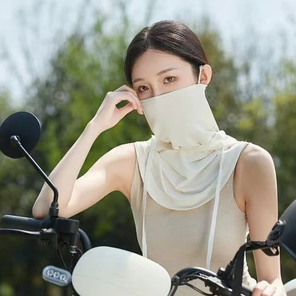 

Thin Adjustable Balaclava Face Cover UV Protection Elastic Ice Silk Mask Face Protection Solid Color UV Protection Veil Unisex