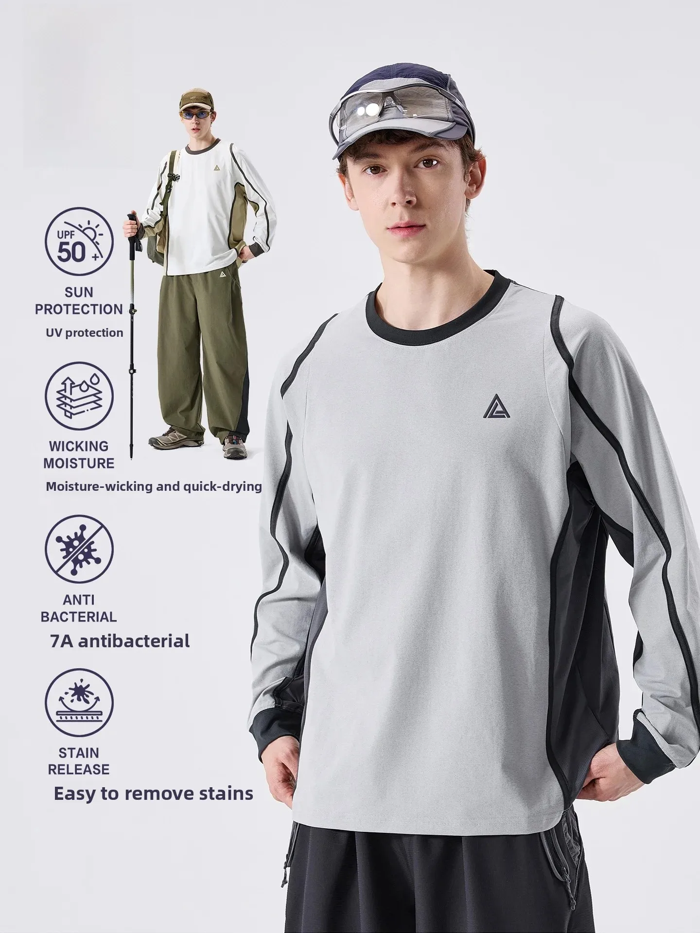LAZY DAY Outdoor 7A Antibacterial Quick Dry Long Sleeve T-Shirt Men's Hiking Fitness Sports Top Polyester Fiber UV Protection...