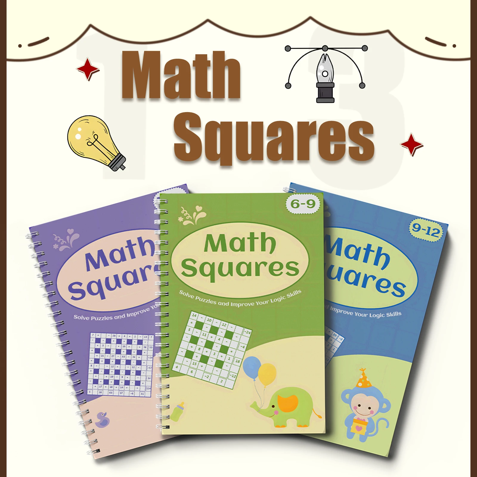 

Книги-головоломки с математическими квадратами для детей – увлекательные логические игры с цифрами для детей от 6 до 12 лет, рабочая тетрадь для тренировки мозга