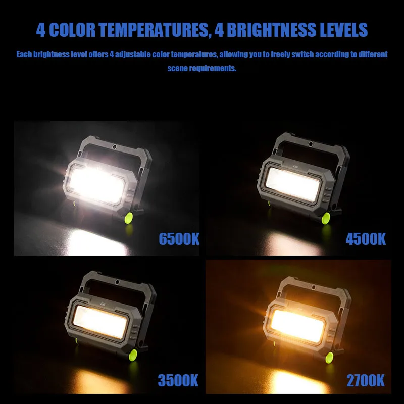 VOLODYMYR – lampe de Camping Rechargeable, éclairage extérieur, projecteur d'urgence puissant et Super lumineux pour la réparation automobile