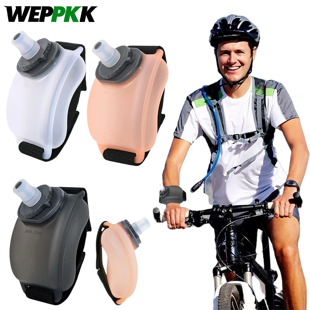 

1Pcs 200ml Soft Silicone Sports Wrist Water Bottle with Adjustable Hand Strap for Hydration Running Climbing Hands-Free Exercise