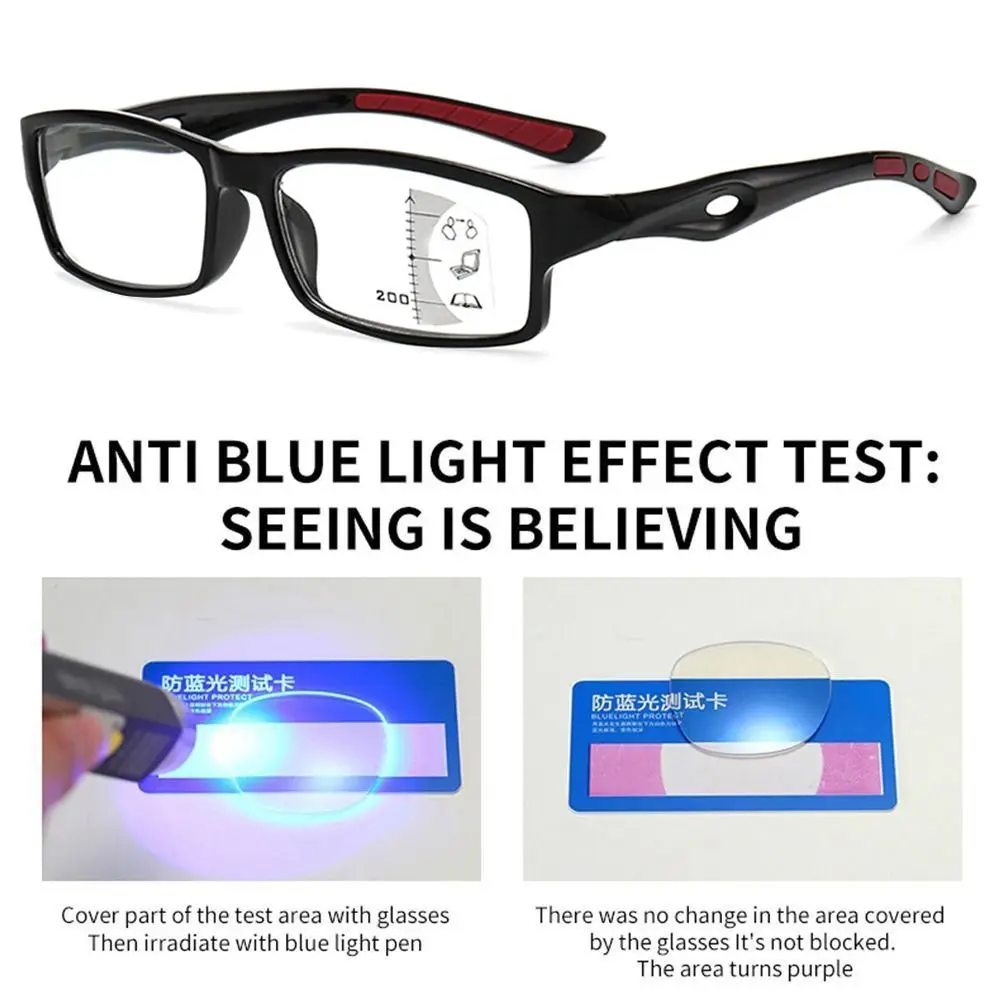 Lunettes de lecture anti-lumière bleue bloquant les rayons bleus, protection progressive des yeux de près et de loin, lunettes d'hypermétropie, multifocales ultralégères