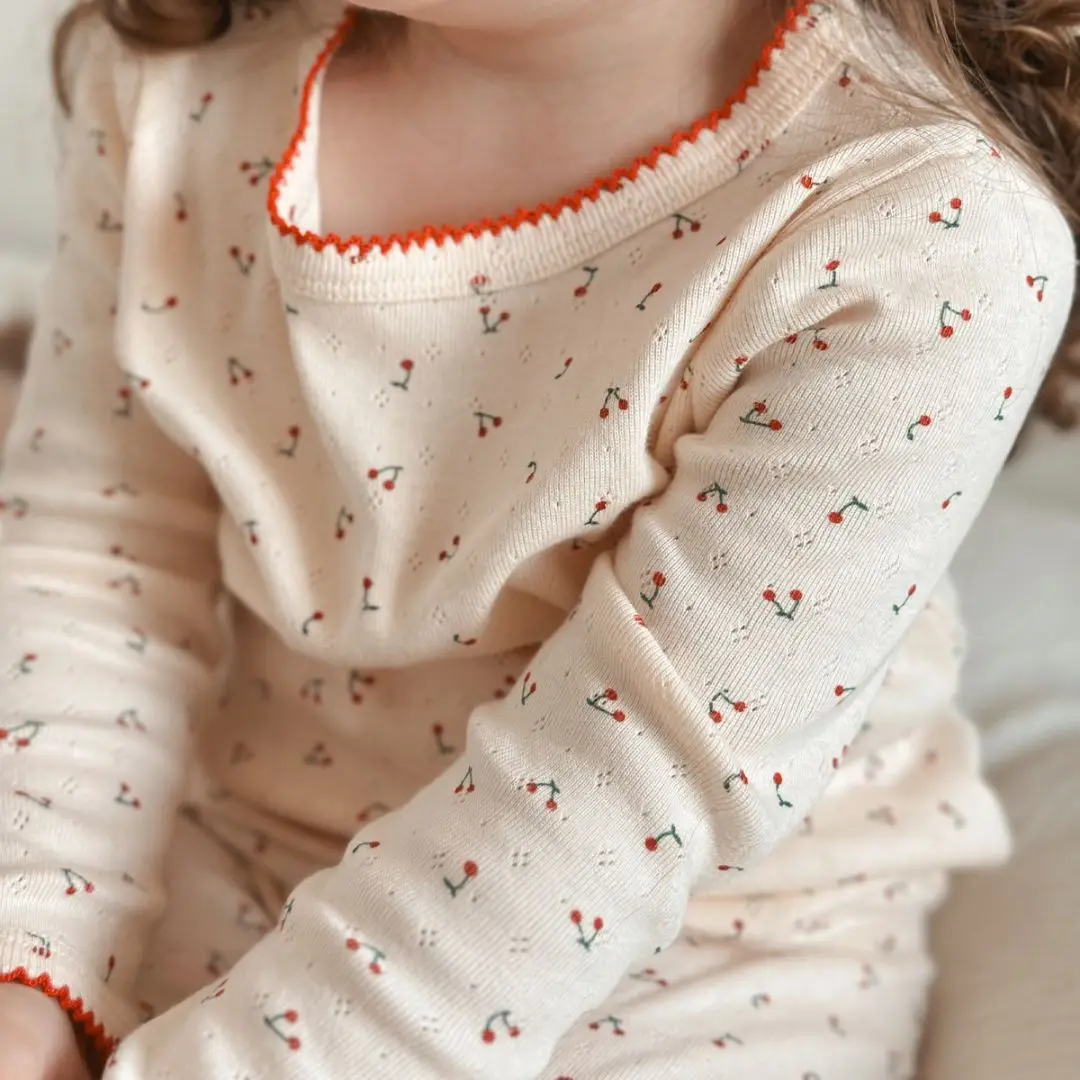 

1-6T Toddler Kid Baby Girl Pajamas SetClothes Set Summer 100% Cotton Long Sleeve T Shirt Top Pant Suit Homewear Stretch 2pcs