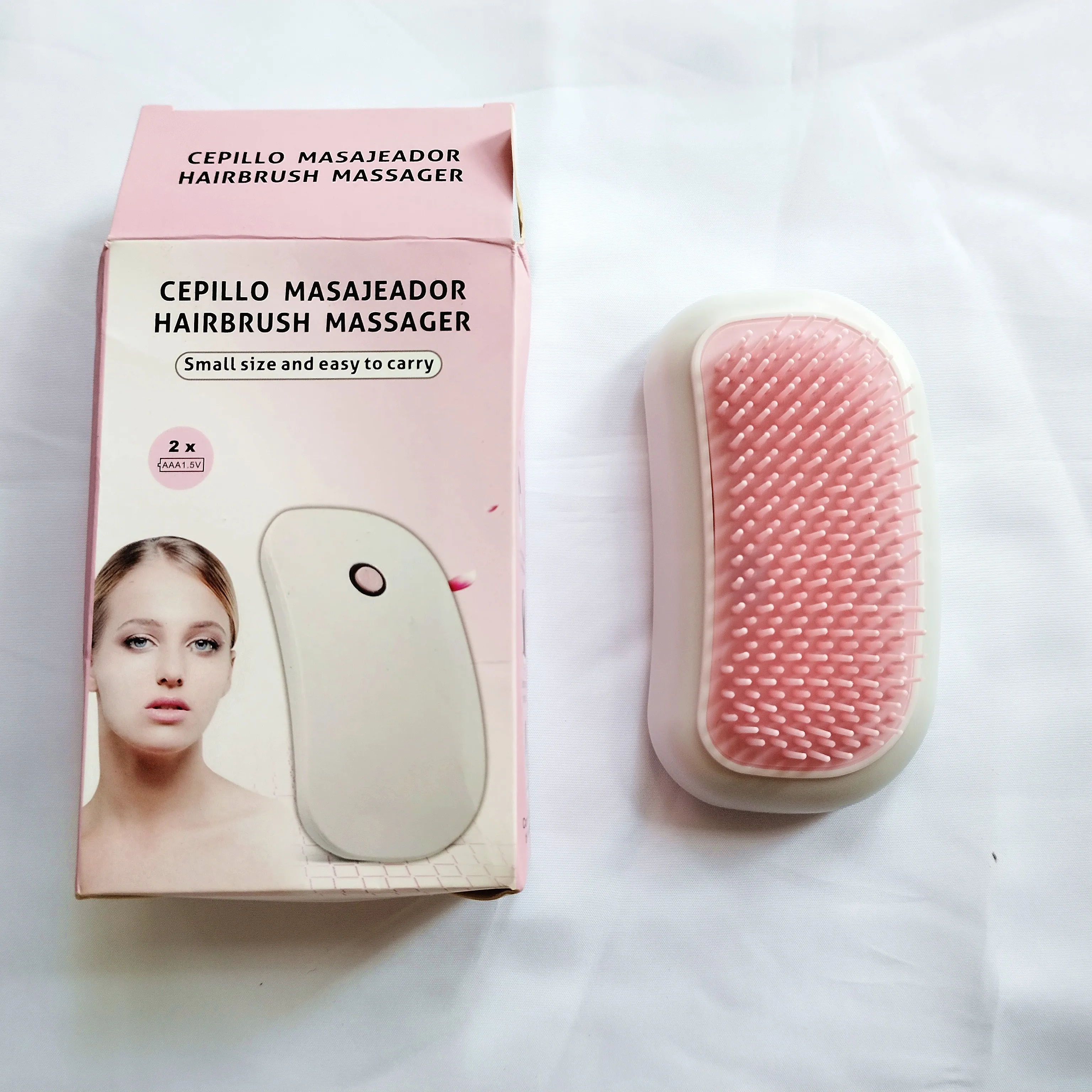 

Расческа для массажа кожи головы, электрическая массажная щетка, портативная расческа для волос, розовая домашняя спа-салон для головы