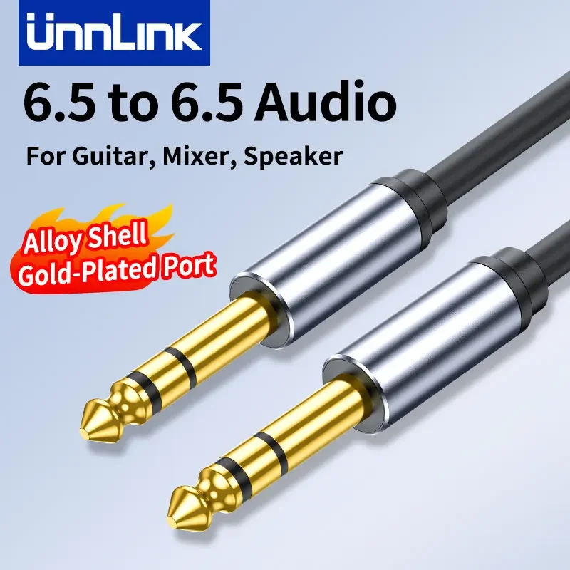 Unnlink Aux Guitar Cable Jack 6.5 mm to 6.5 mm Audio Cable for Electric Guitar Mixer Speaker Stereo Jack 6.35 mm Aux Cable