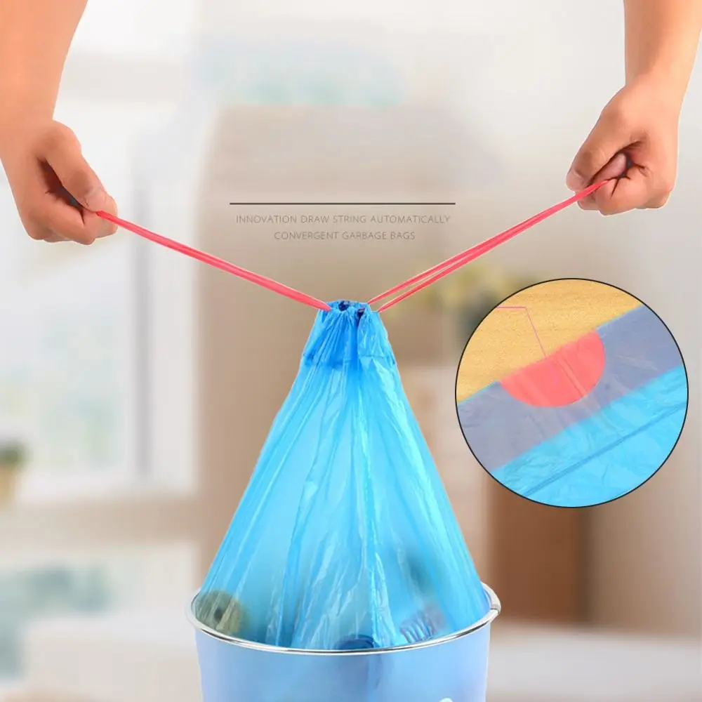 Thickened Drawstring Trash Bags Automatic Closing 45x50cm Bin Rubbish Bag Large Super Load-bearing Disposable Garbage Bag