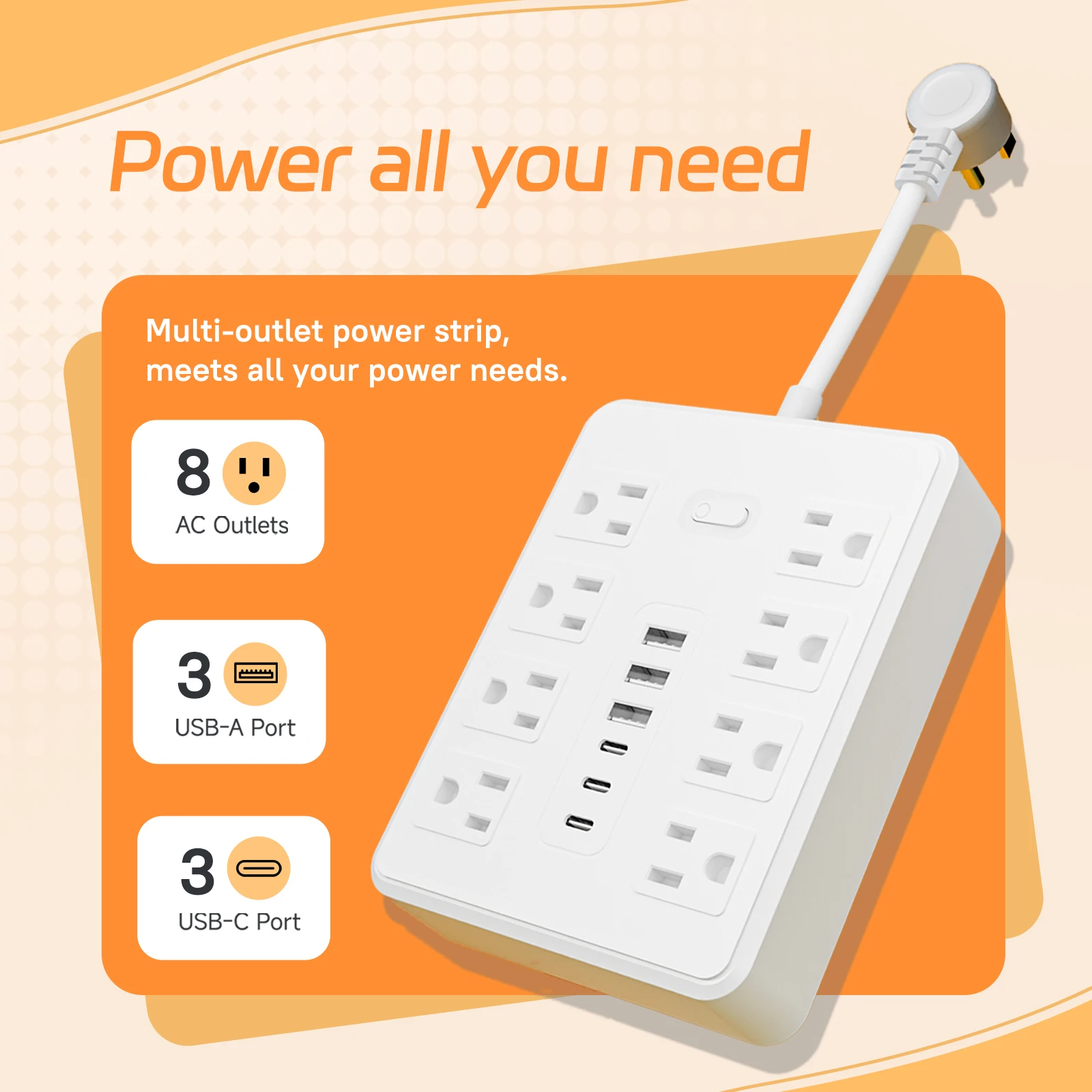 Electronics Gadgets For Home - 14-in-1 US single switch power strip