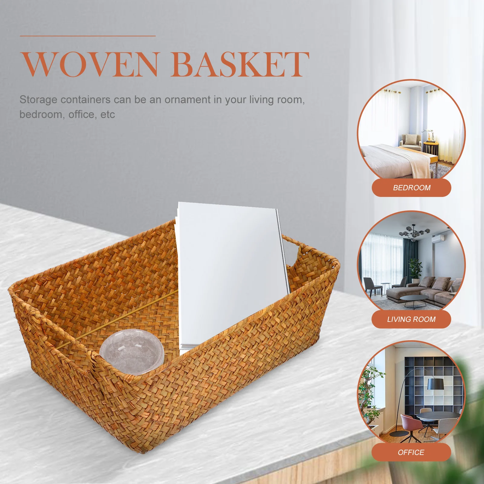 Kitchen Storage Box Bread Container Woven Sundries Basket Baby Laundry Decorations Mat Grass Baskets Shopping