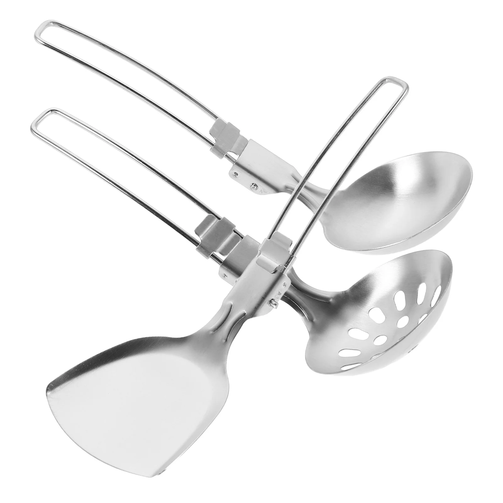 

3Pcs Portable Camping Utensils Stainless Steel Foldable Spatula Spoon Ladle Outdoor Travel Cooking Set Hiking Bbq Picnic Gear