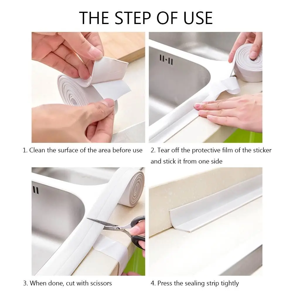 Mildew-proof Caulk Tape Self Adhesive Countertop Kitchen Sealant Strip Bathroom Tub Toilet Shower Tile Sealer Household