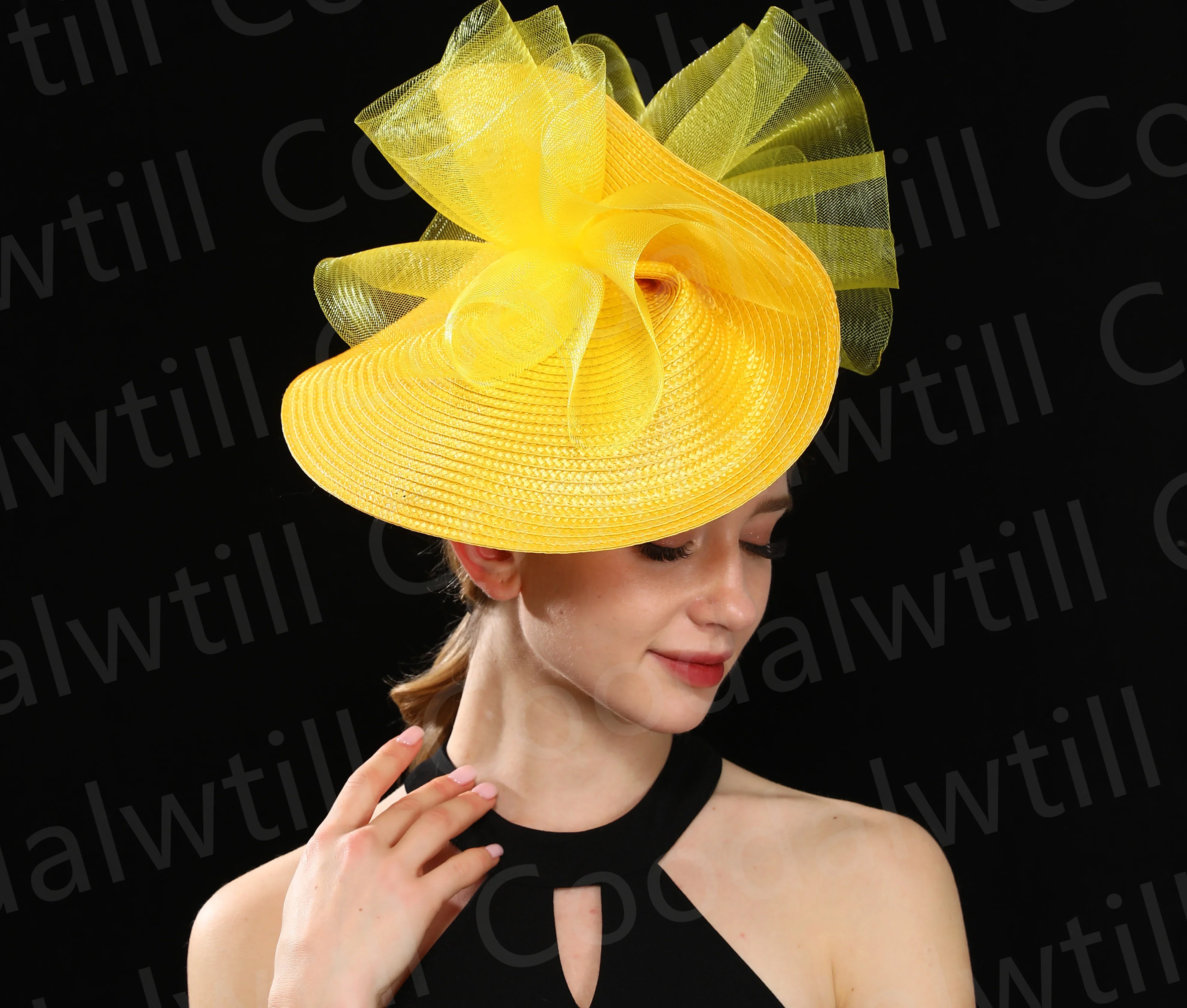 Yellow Hair Fascinators Hats Women Chic Wedding Headpiece Women Elegant Vintage Mesh New Pillbox Cap With Veils Hair Accessories