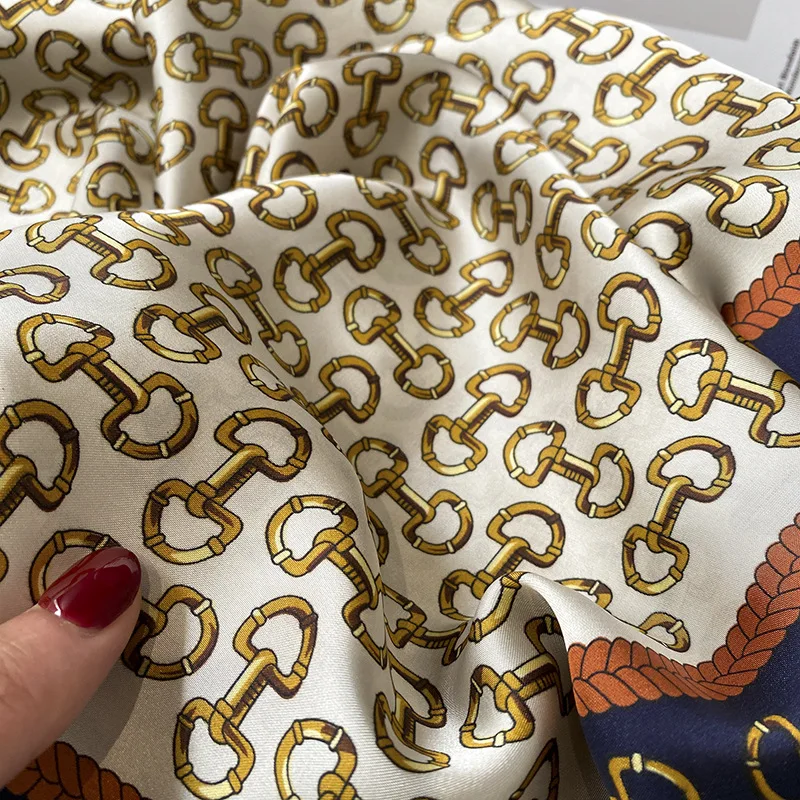 2024 New Silk Shawl Square Scarf for Women Neckerchief Female Headband Hair Wrap Print Ladies Foulard Fashion Hijab Bandana image 3