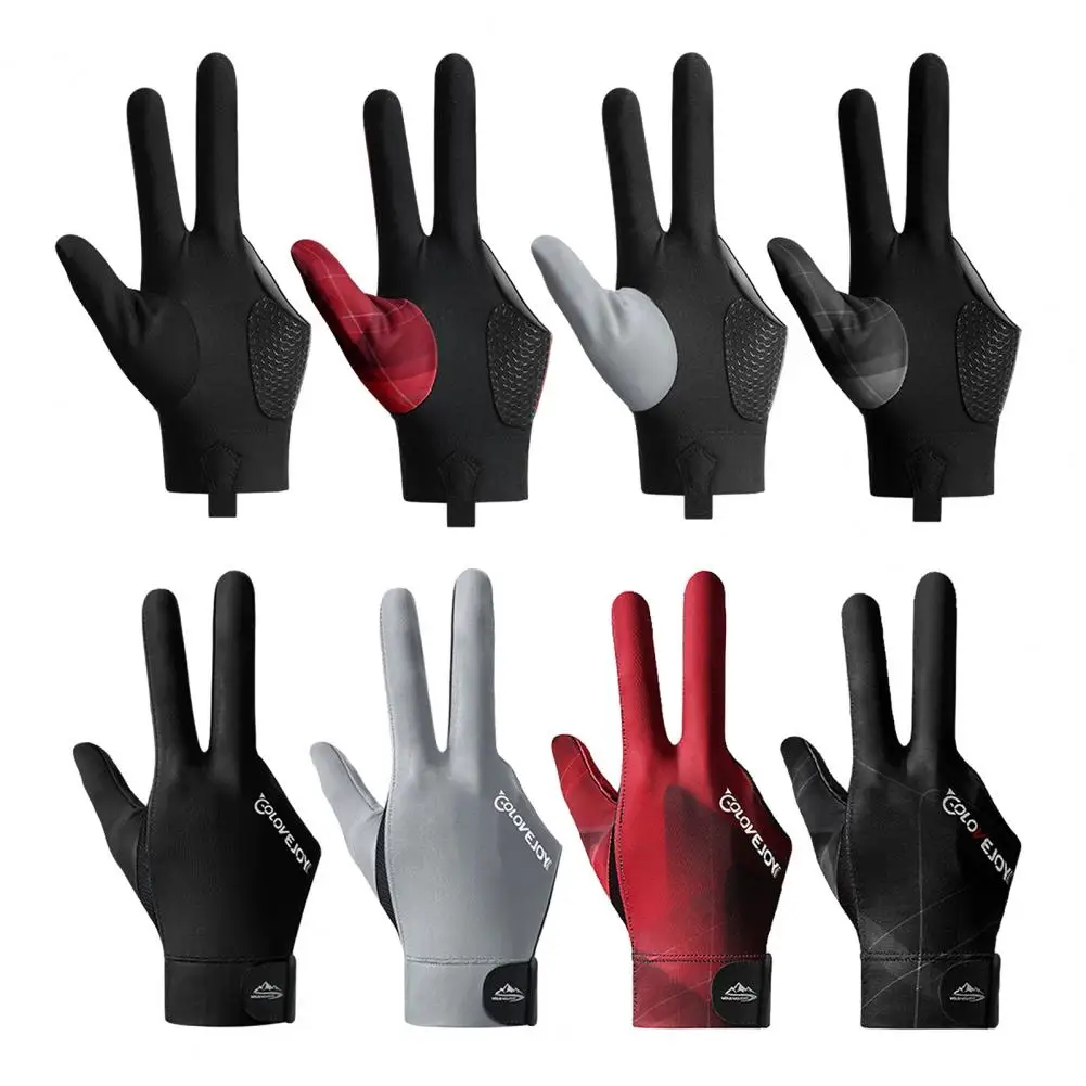 

Billiards Gloves Left Right Hand Three Finger Snooker Billiard Glove Enhanced Grip Breathable Anti-slip Billiards Gloves