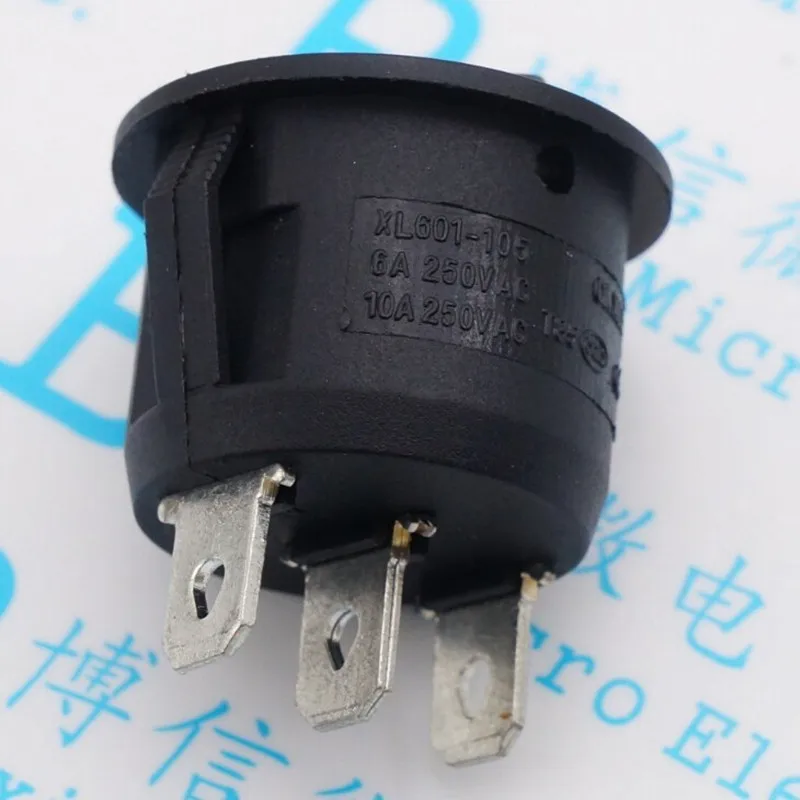 10 pezzi pulsante nero 3 pin ON-OFF-ON 3 posizioni 6A/10A SPST interruttore a bilanciere rotondo per barca
