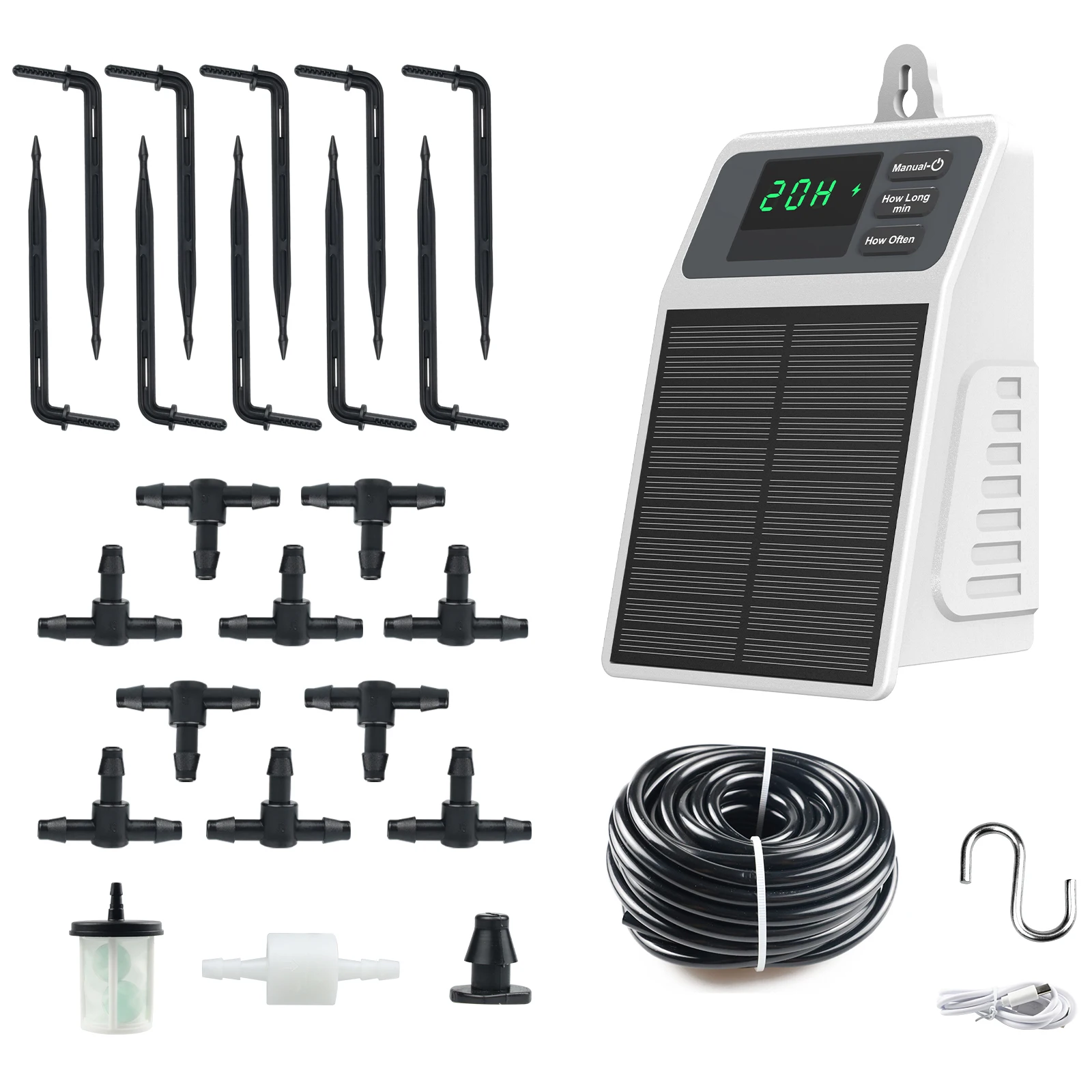 

Upgraded Solar Drip Irrigation System Solar Powered Automatic Watering Plants Supplies for Home and Garden Balcony Greenhouse