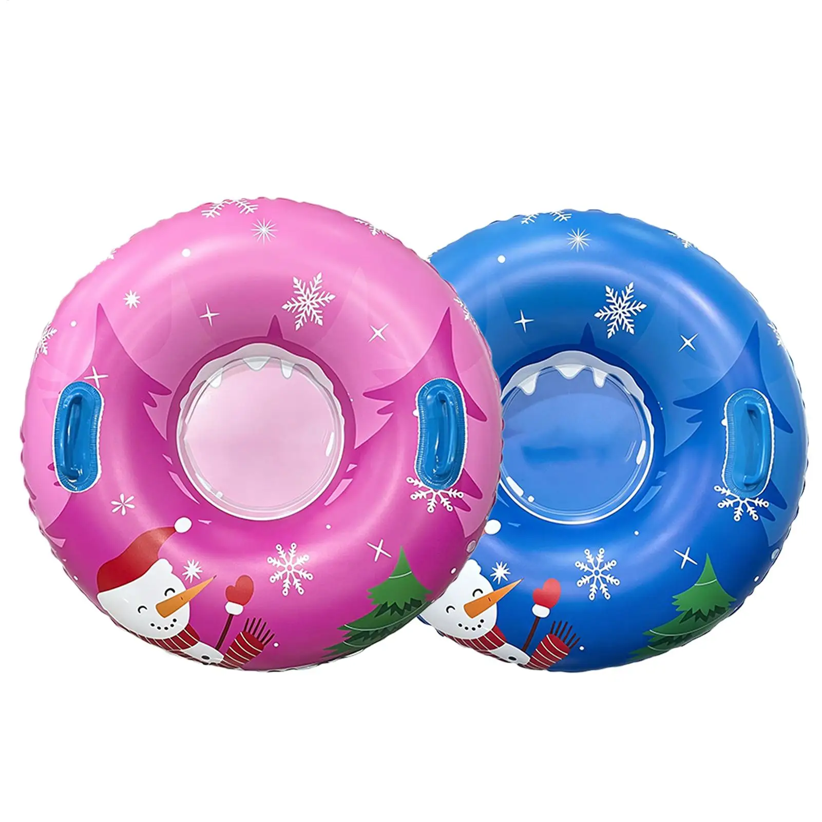 Inflatable Snow Tube Round Inflatable Snow Sliding Ring With Handle Thickened Sledding Ring For Outdoor Winter Driveway Walkway
