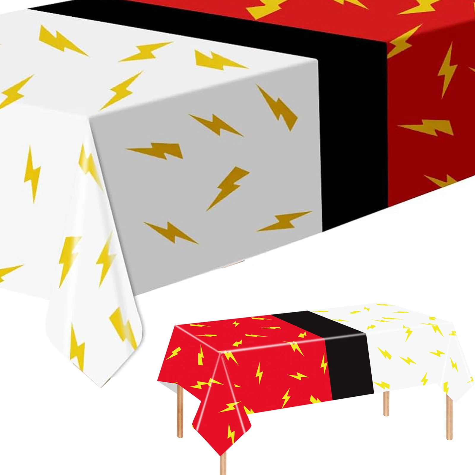 Cartoon Animation Tablecloth Red and White Table Cover Lightning Tablecover for Birthday Party Decorations Supplies