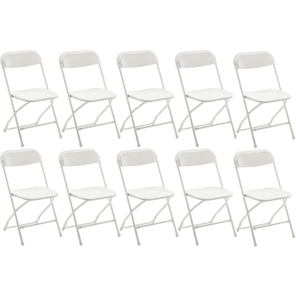 

Набор из 8 белых пластиковых складных стульев, портативные коммерческие сиденья для использования в помещении и на улице со стальным каркасом, выдерживающие нагрузку до 350 фунтов.