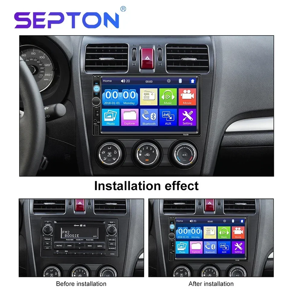 SEPTON 7 inch HD Touch Screen Multimedia Video Player 7010B For Universal Car MP5/BT/FM/SWC 2 Din Car Radio Stereo Automotive