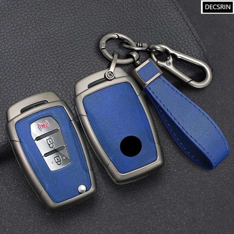 Zinc Alloy+ Leather Car Flip Key Case Cover Shell Fob For SsangYong Kyron 2 Sanka Actyon Korando Tivoli Protective Accessories