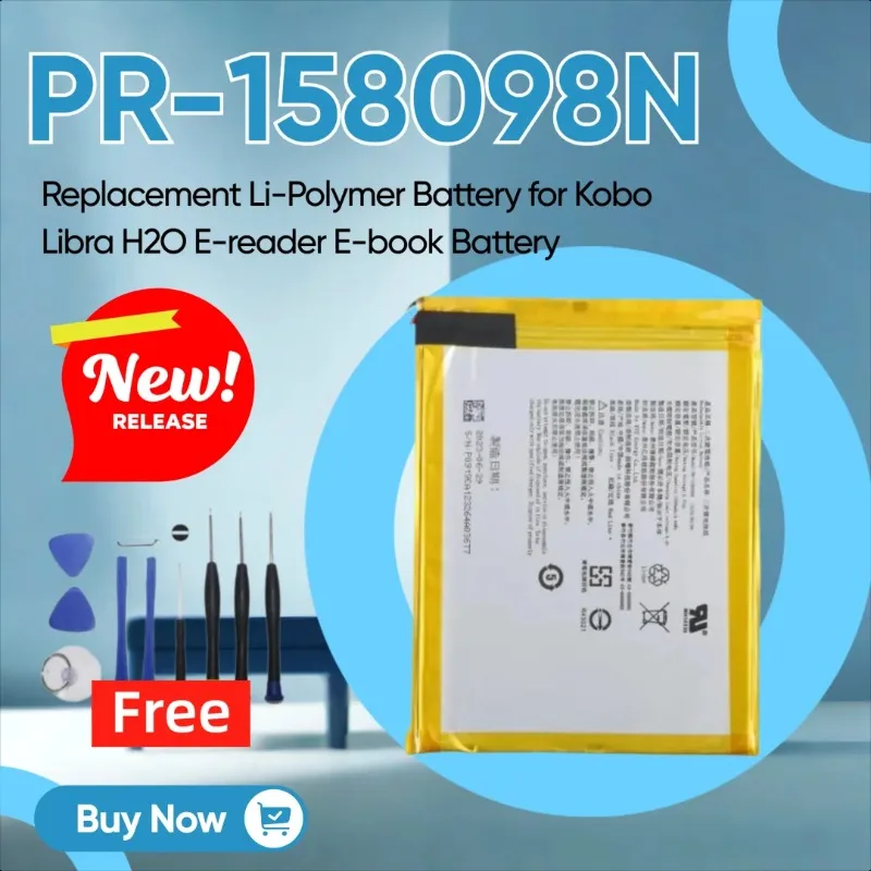 

3.7V 1200mAh PR-158098N Replacement Li-Polymer Battery for Kobo Libra H2O E-reader E-book Battery