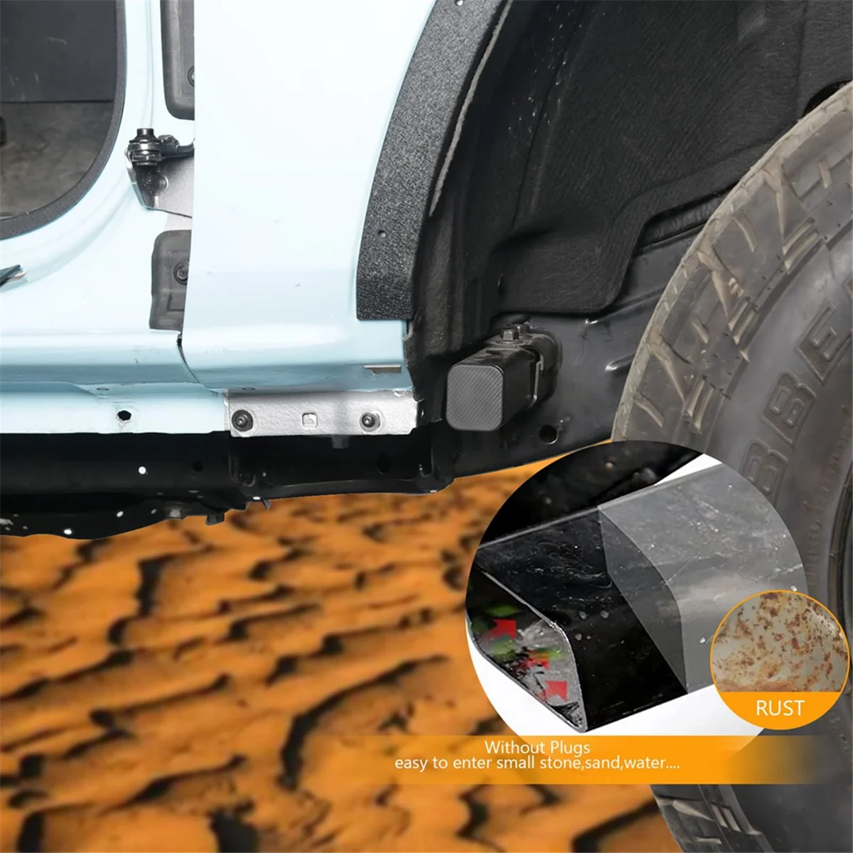 ฝาท้ายกันชนฝาครอบปลั๊ก AS Roda depan ฝาครอบยางสำหรับ Ford Bronco 2021 2022 2023อุปกรณ์เสริมภายนอก2/4ประตู