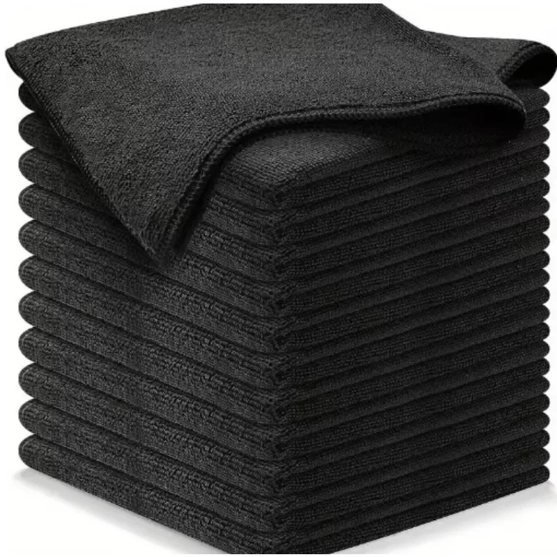 Ultrafine Fiber Black Cloths Household Rag Car Clean Polyester Cotton Quick Drying Duster Kitchen Towel Dish Cloth Scouring Pad