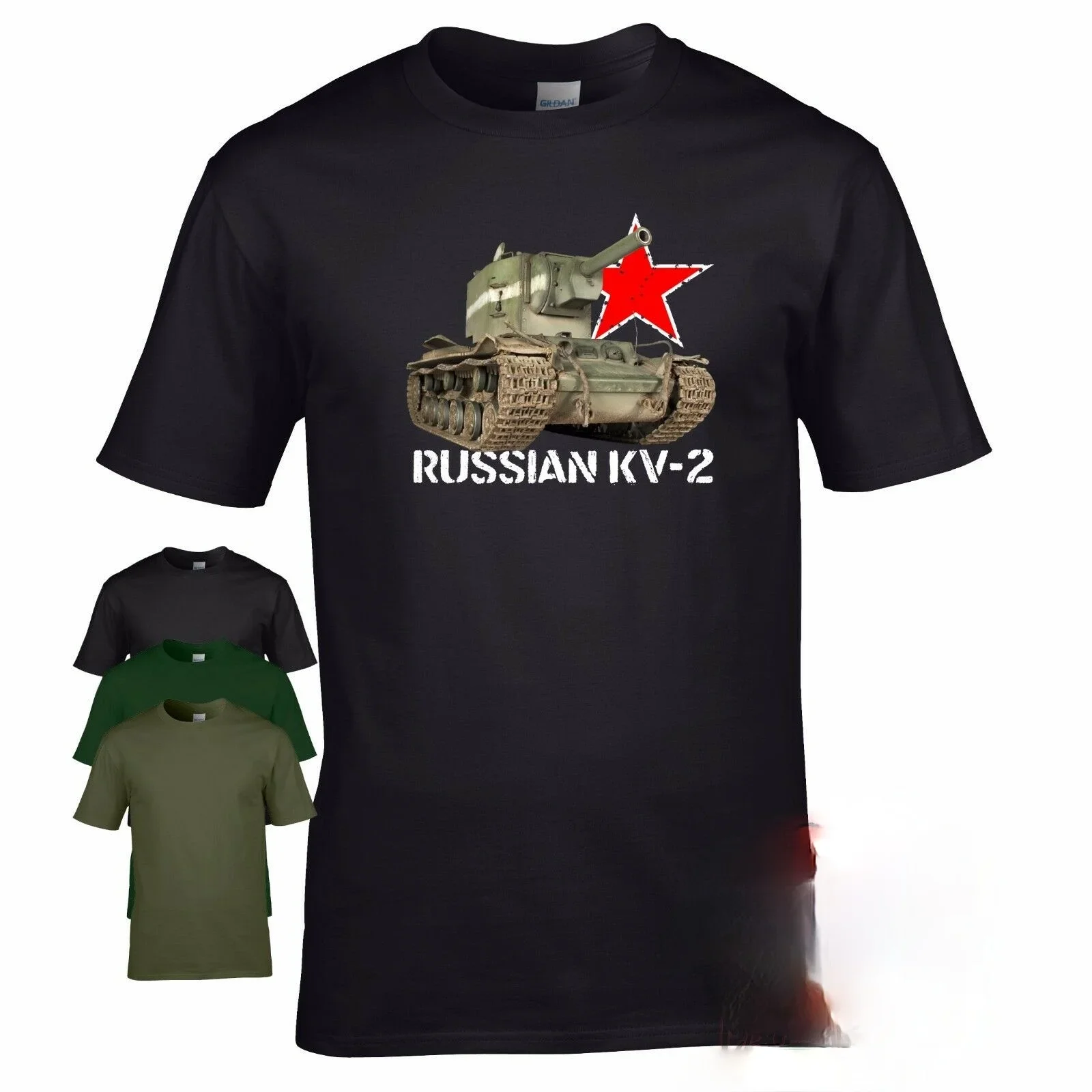 

Russian KV 2 Tank WW2 Military Armour T-shirt World of War Tanks Men Shirt