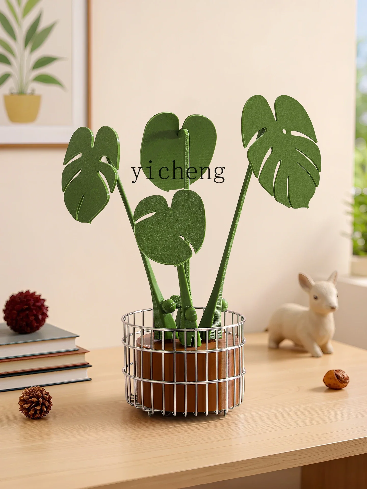 4-13High-End Heat Insulation Mat Dining Table Decoration Artificial Green Plant Magnetic Anti-Scald Mat
