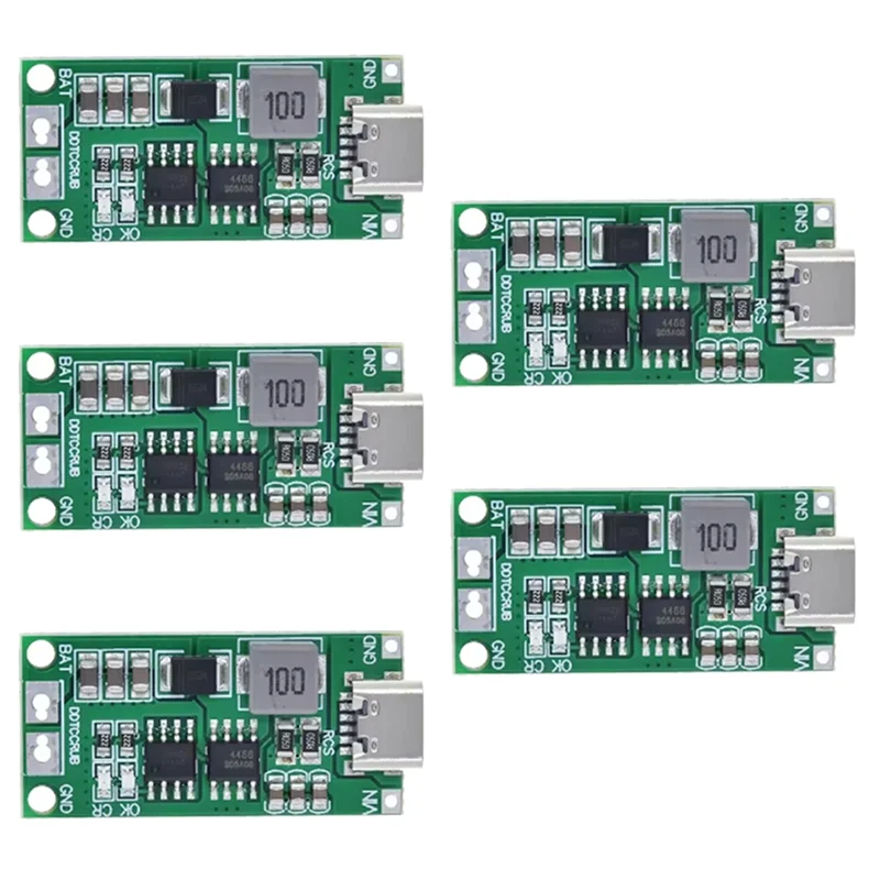 ABGI-5PCS 3S 2A Type-C Step-Up Boost Lipo Polymer Li- شاحن بطارية ليثيوم 18650