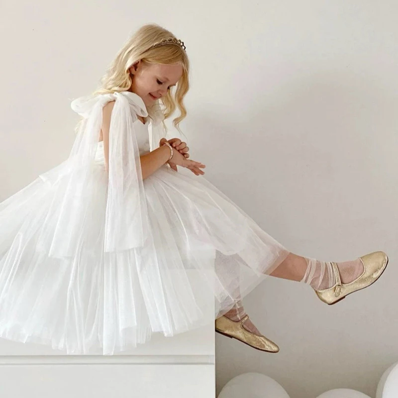 

New fluffy bow princess dress for girls for birthday piano show performance