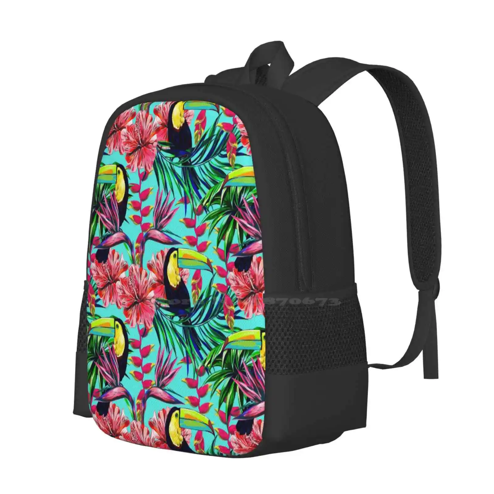 Toucan Jungle Fashion Pattern Design Travel Laptop School Backpack Bag Tucan Selva Flores Toucan Jungle Flowers Colores Colors