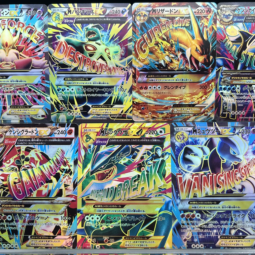 

Anime PTCG Trading Collection Card Japanese Version Charizard Rayquaza Mewtwo Ex 002/021 XYA M Evolution Flash Battle Card
