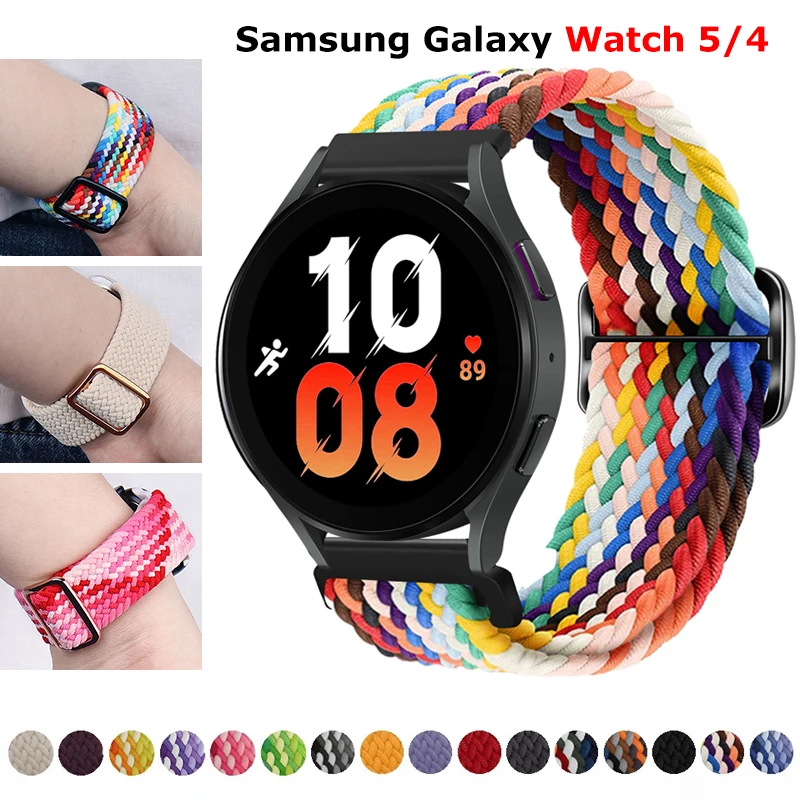 

20mm Braided Solo Loop Strap For Samsung Galaxy Watch 5/4 44mm 40mm/5 Pro 45mmNylon Elastic Bracelet For Samsung Watch 4 Classic