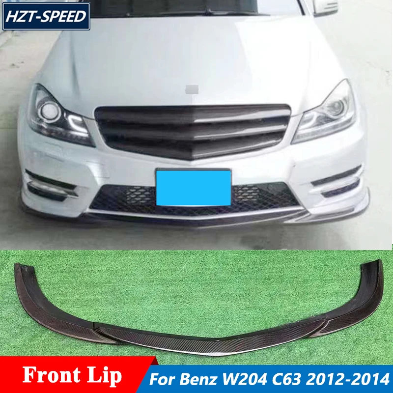 AM Style Carbon Fiber Front Bumper Lip Spoiler Trim For Mercedes Benz W204 C63 Tuning 2012-2014