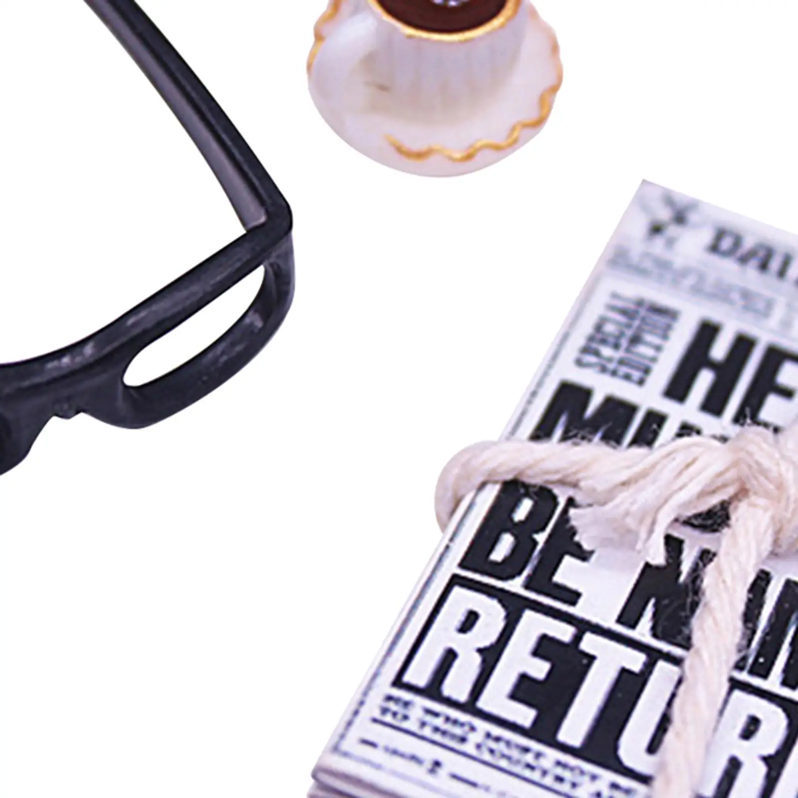 Dollhouse Decoration Accessories 1:12 Newspaper Glasses Coffee Set Dollhouse Furniture for Dollhouse Decoration