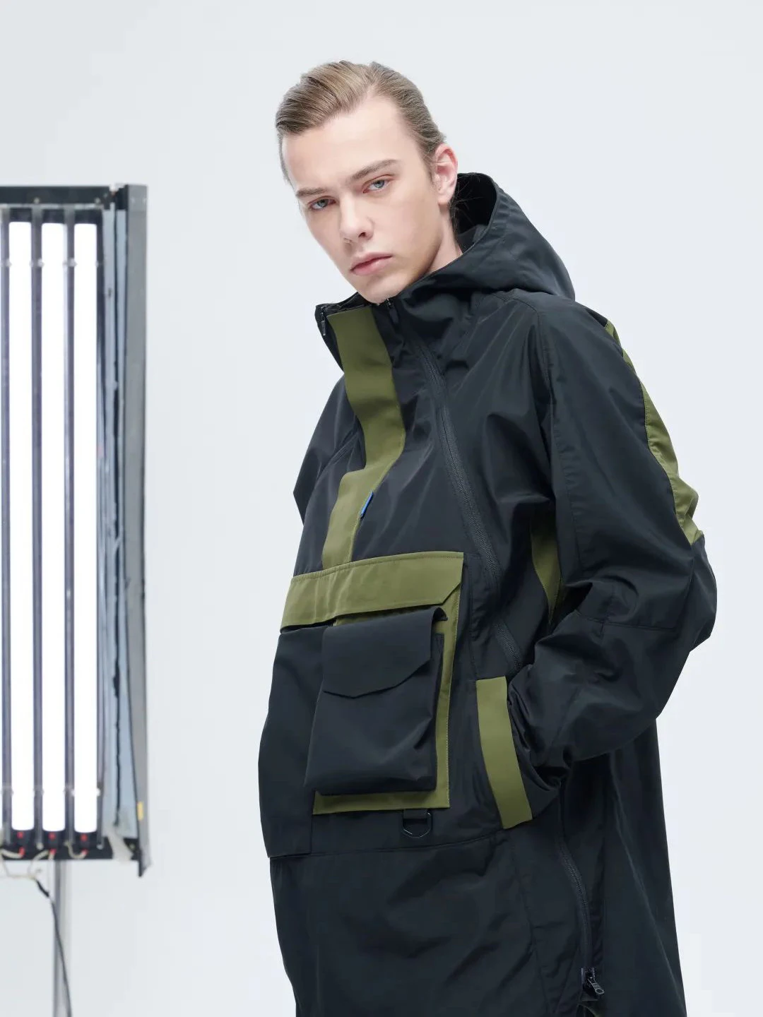 REINDEE LUSION 21FW 0146  OUTDOOR WATERPROOF HARDSHELL JACKET deconstructed splicing techwear Storm Jackets mid-length coat